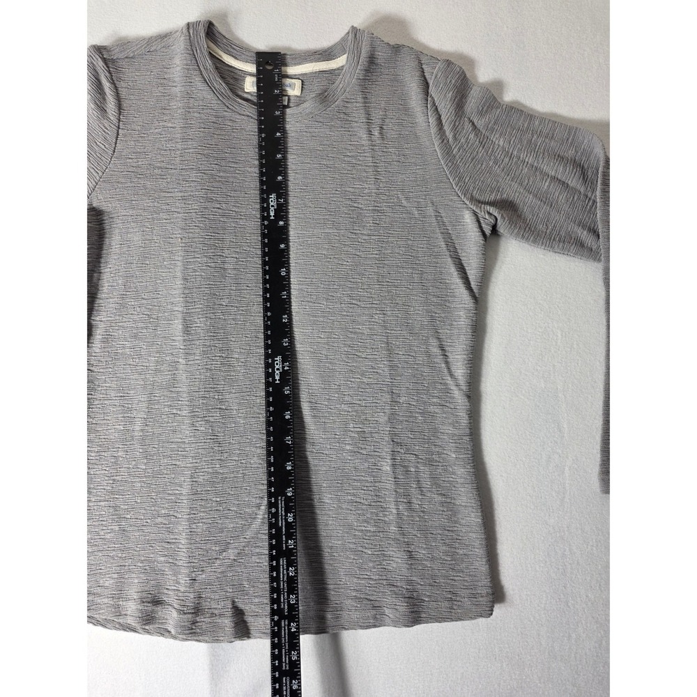 Carbon 2 Cobalt Womens XS Long Sleeve Crew Neck Textured Knit Top Gray Cotton